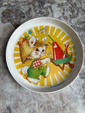 Vintage The First Years 1975 Kiddie Products Melamine Child's Dish Garden Rabbit
